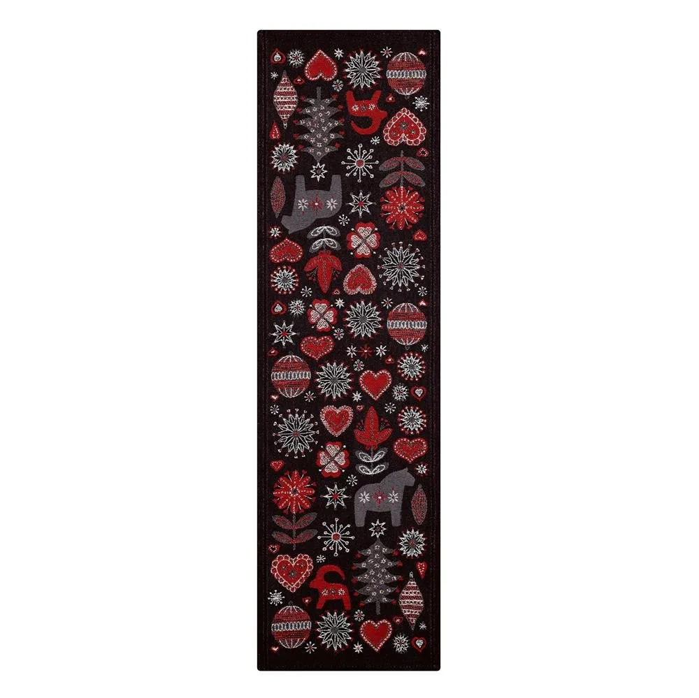 Ekelund Linneväveri Christmas night runner black | Scandinavian Design | Christmas table runners | Red