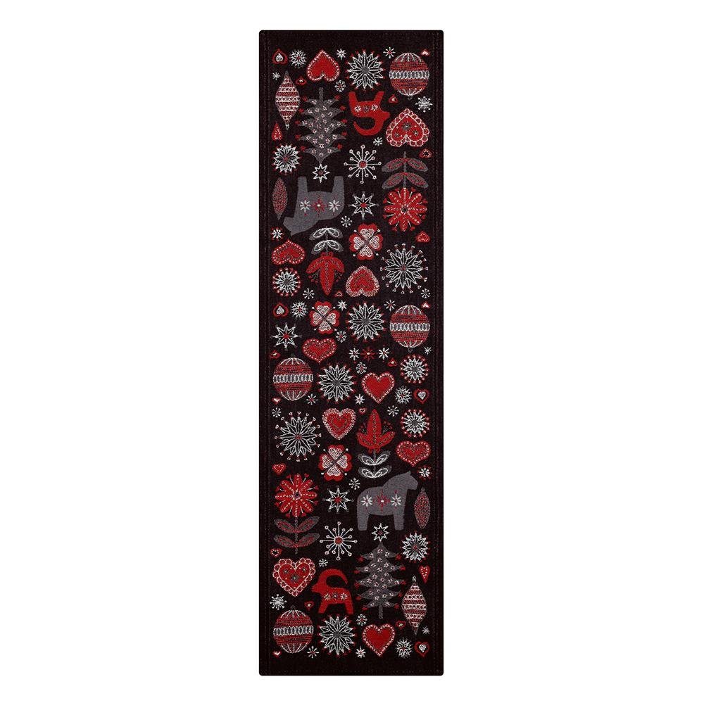 Ekelund Linneväveri Christmas night runner black | Scandinavian Design | Christmas table runners | Red