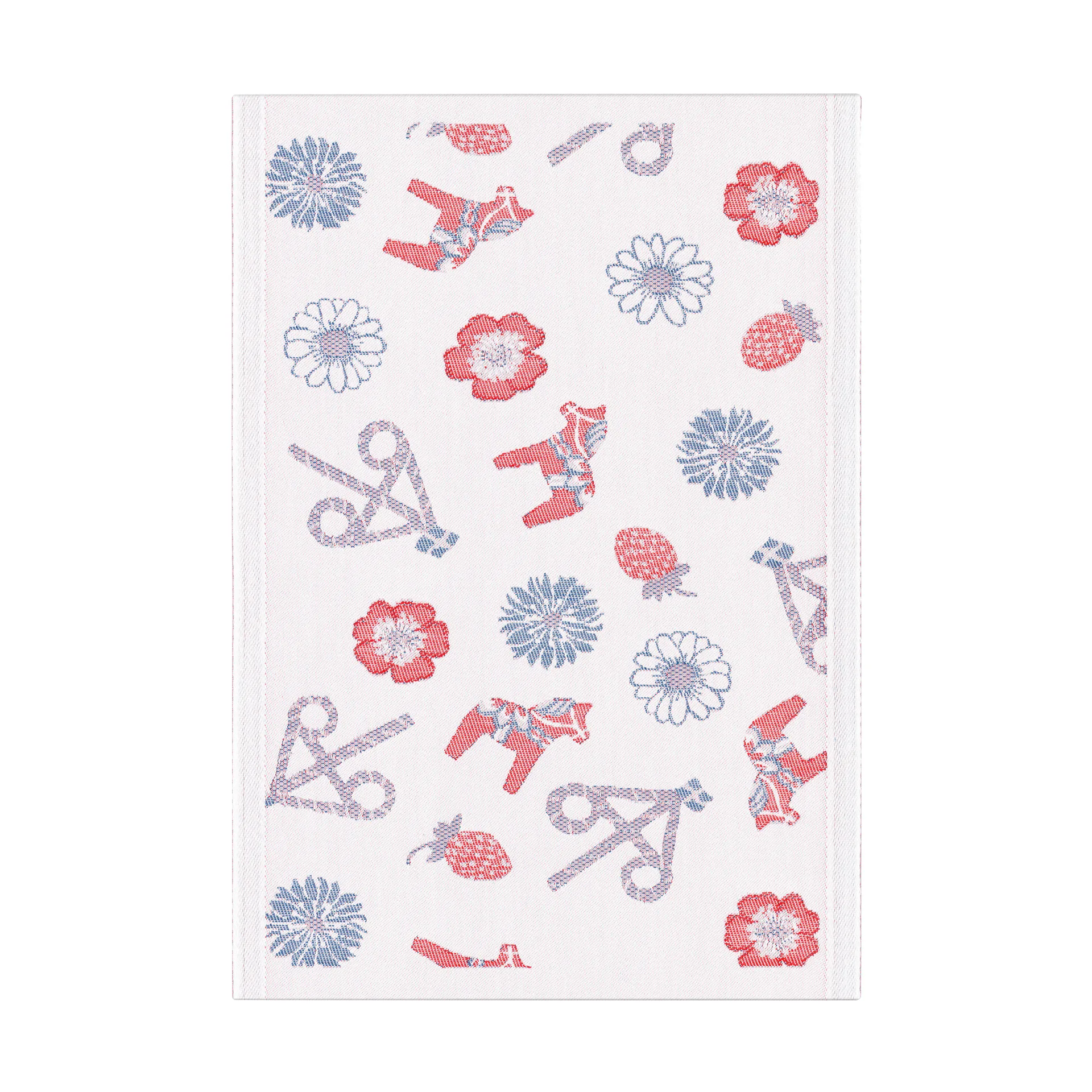 Dalasommar kitchen towel 35x50 cm, Blue-Red Ekelund Linneväveri