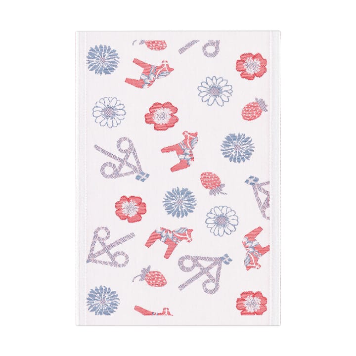 Dalasommar kitchen towel 35x50 cm - Blue-Red - Ekelund Linneväveri