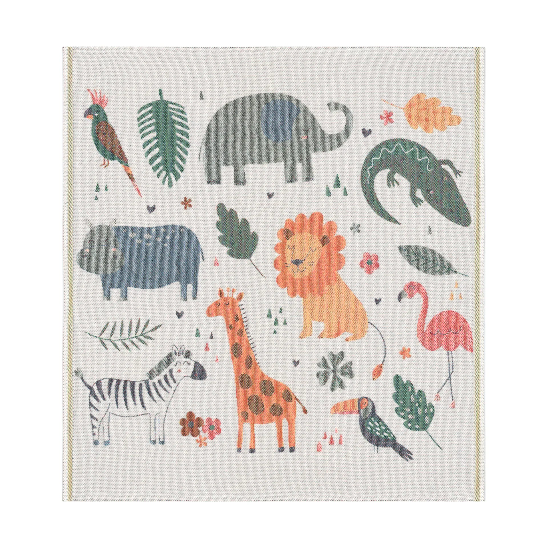 Djungeldjur baby blanket 70x75 cm, Multi Ekelund Linneväveri