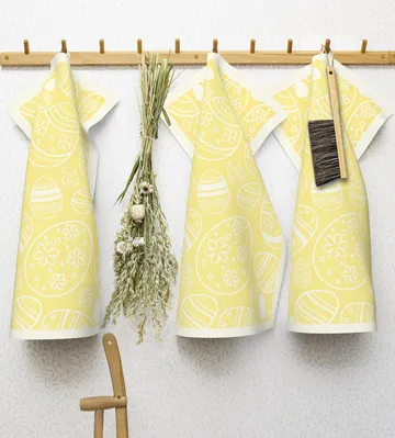 Easter Egg kitchen towel 35x50 cm - Yellow - Ekelund Linneväveri