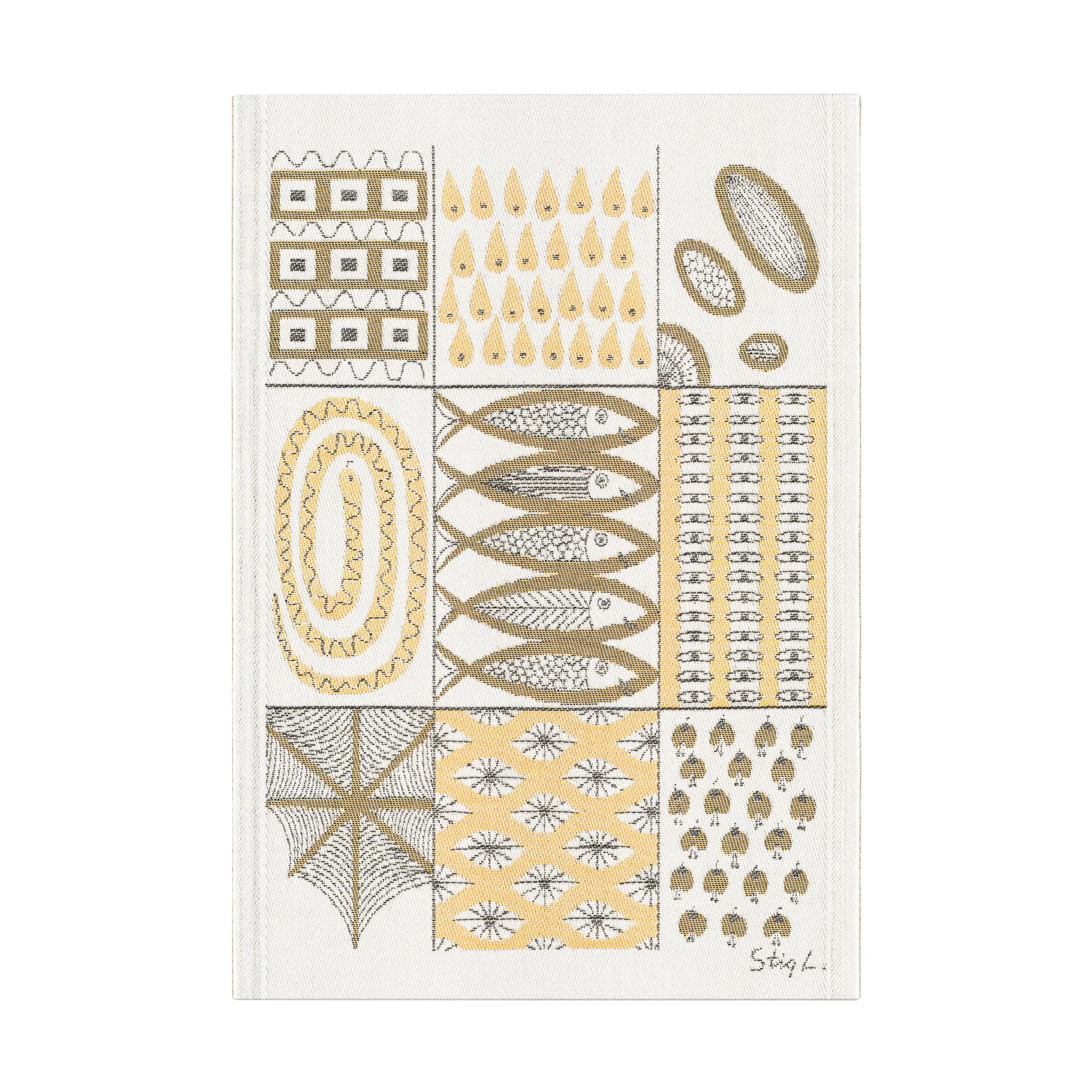 Fiskglänta kitchen towel 35x50 cm, Yellow Ekelund Linneväveri