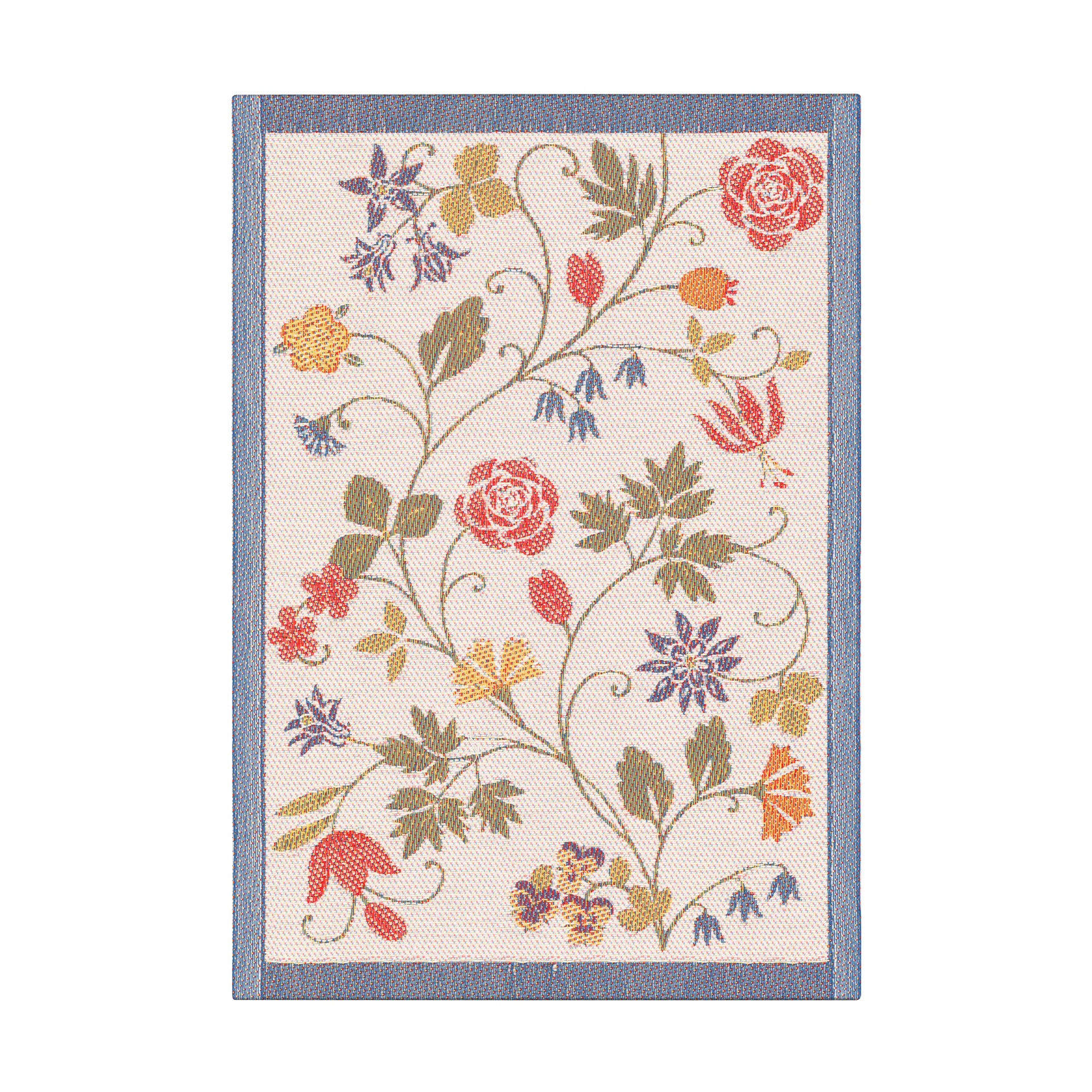 Flower kitchen towel 35x50 cm, Red-black Ekelund Linneväveri