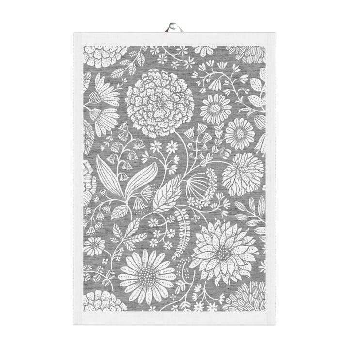 Flowering kitchen towel 35x50 cm - grey - Ekelund Linneväveri