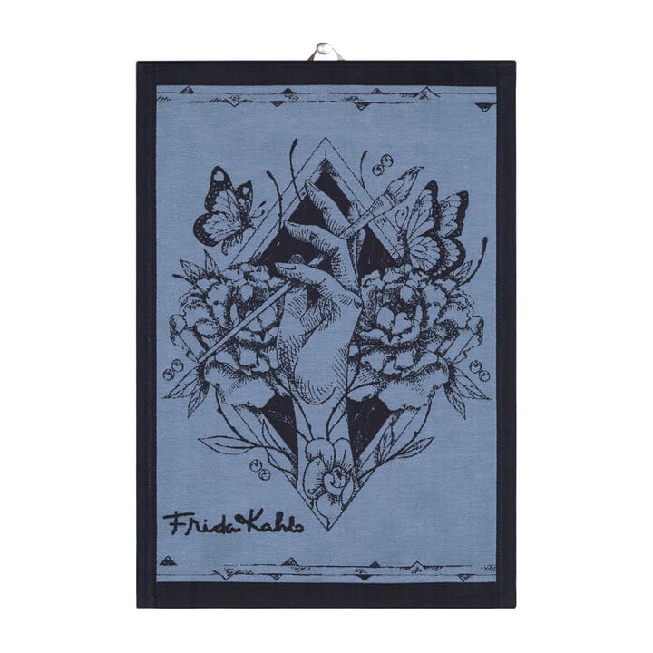 Frida Kahlo Amor Al Arte kitchen towel 35x50 cm - Black - Ekelund Linneväveri