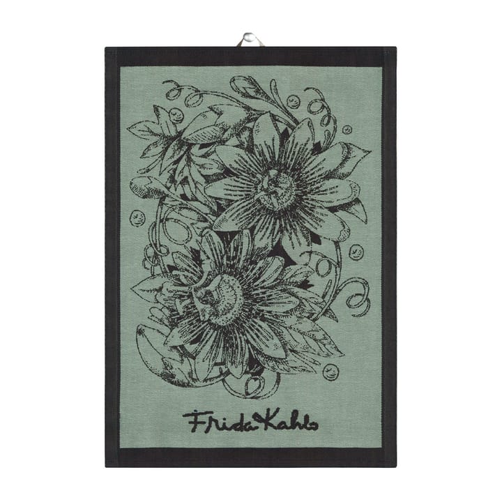 Frida Kahlo Mi Jardin kitchen towel 35x50 cm - Black - Ekelund Linneväveri