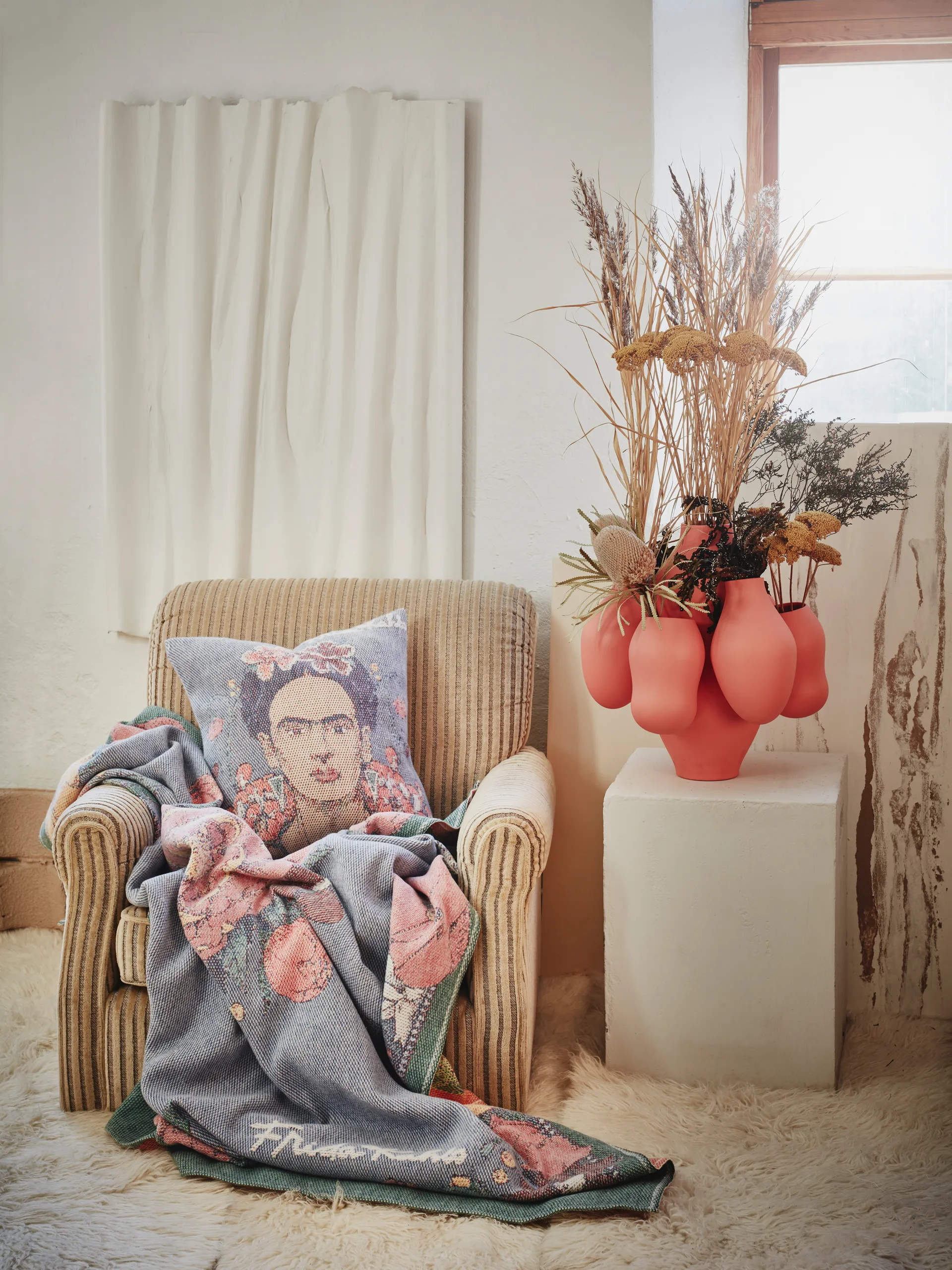 Frida Kahlo pillowcase 40x40 cm, Vida Ekelund Linneväveri