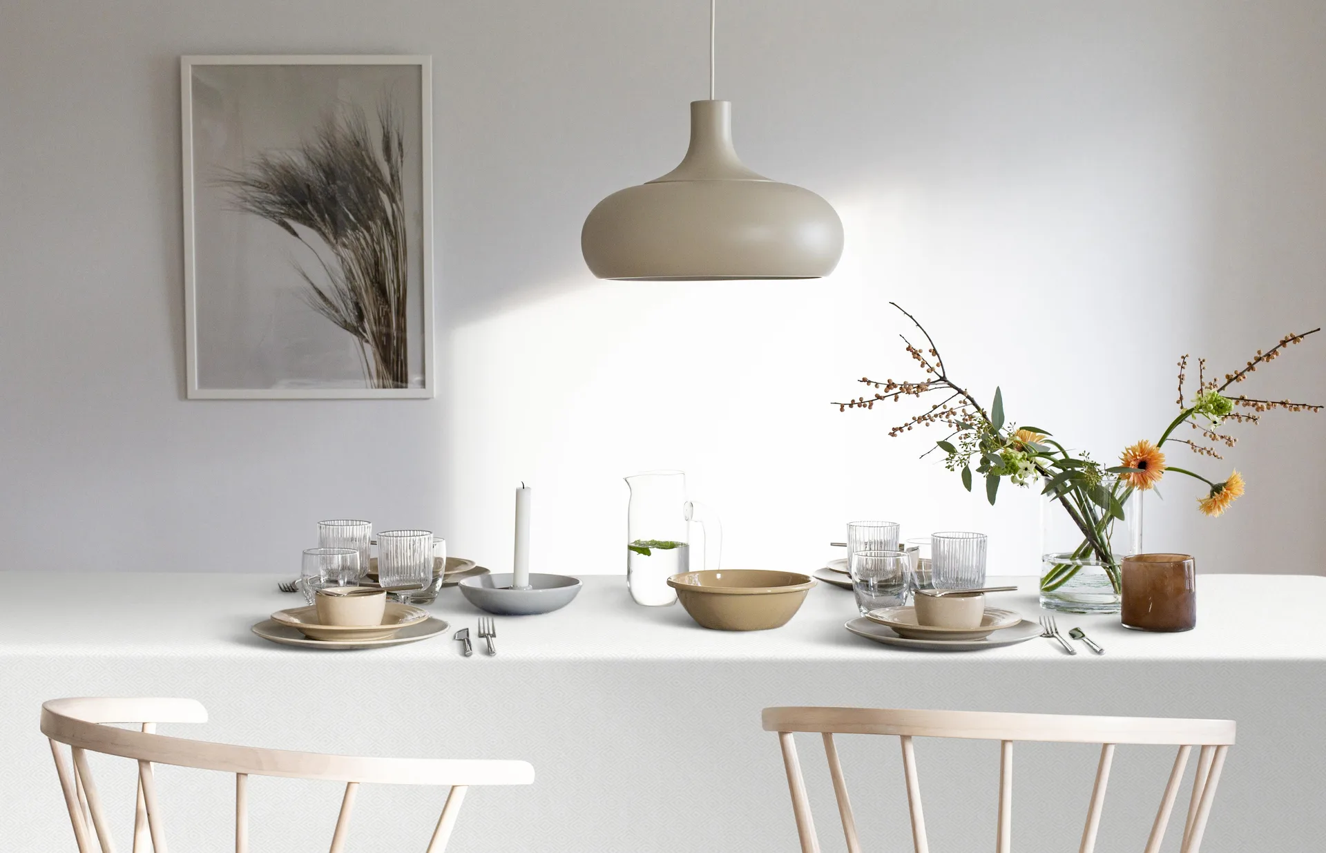 Gåsöga tablecloth bleached, 150x250 cm Ekelund Linneväveri