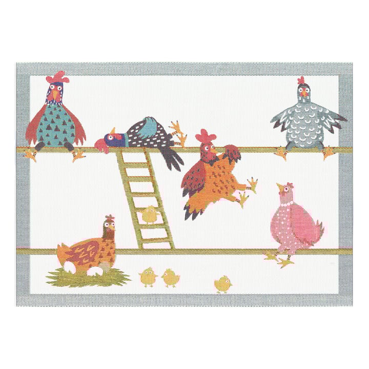 Hens house placemat 35x48 cm, multi Ekelund Linneväveri