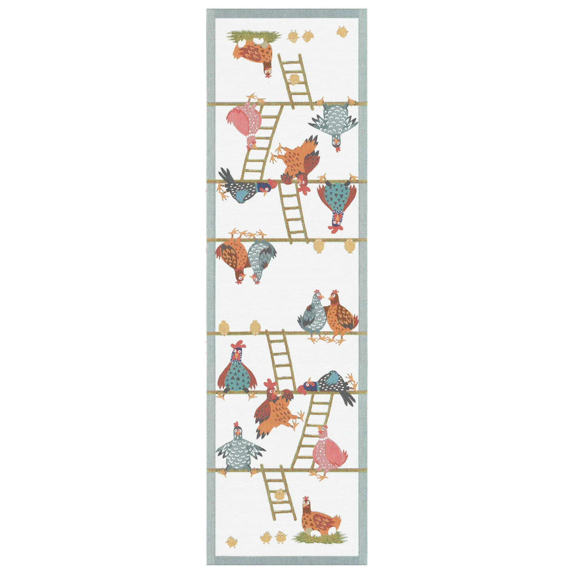 Hens house table runner 35x120 cm, multi Ekelund Linneväveri