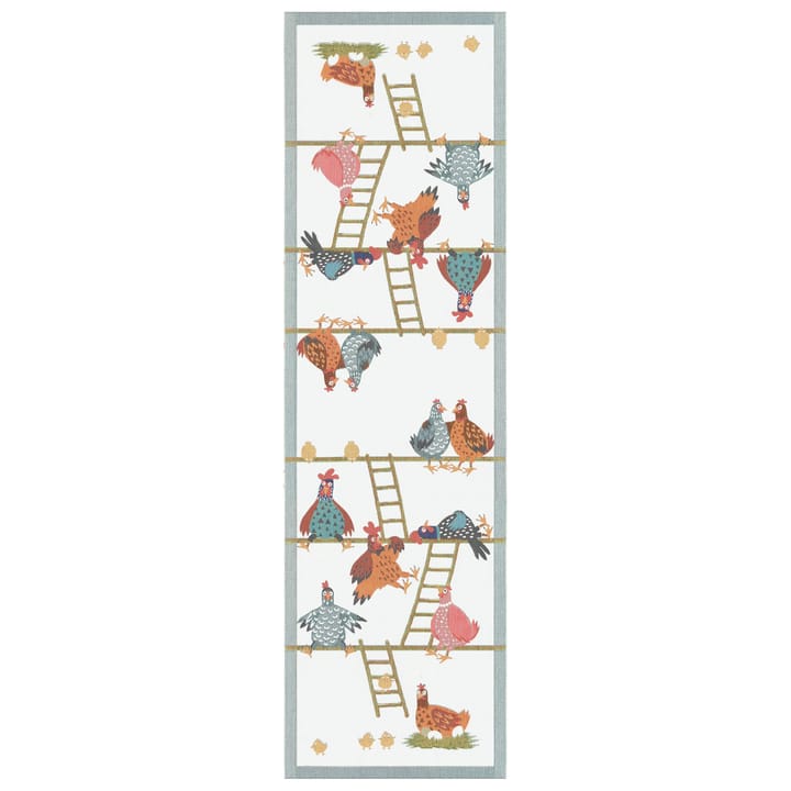 Hens house table runner 35x120 cm, multi Ekelund Linneväveri