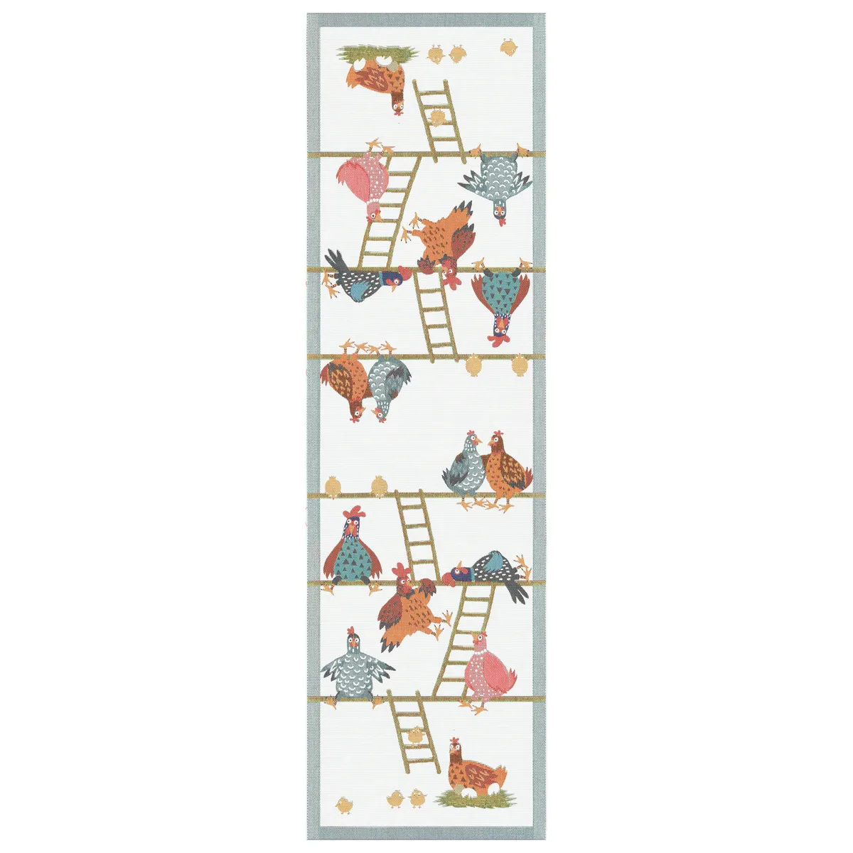 Ekelund Linneväveri Hens house table runner 35x120 cm multi