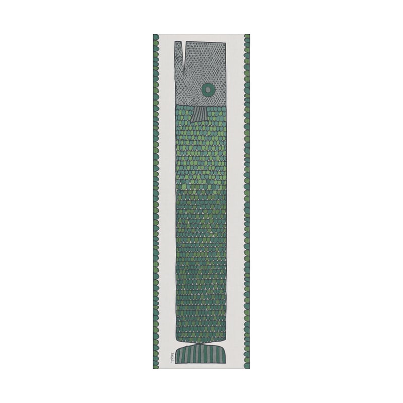 Ekelund Linneväveri Herringbone runner 35x120 cm Blue-green