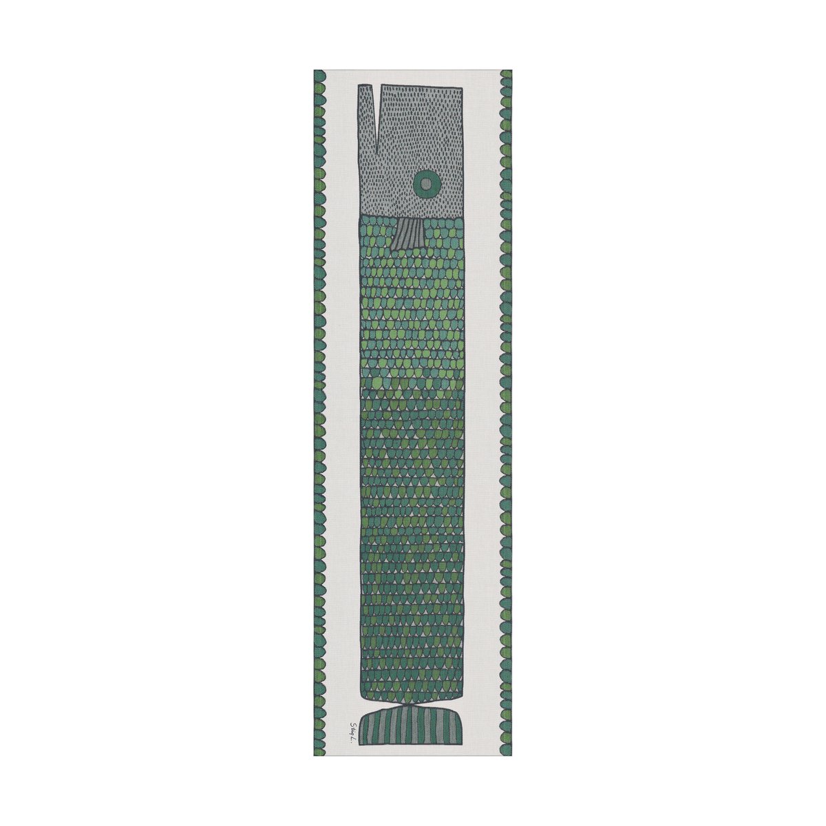 Ekelund Linneväveri Herringbone runner 35x120 cm Blue-green