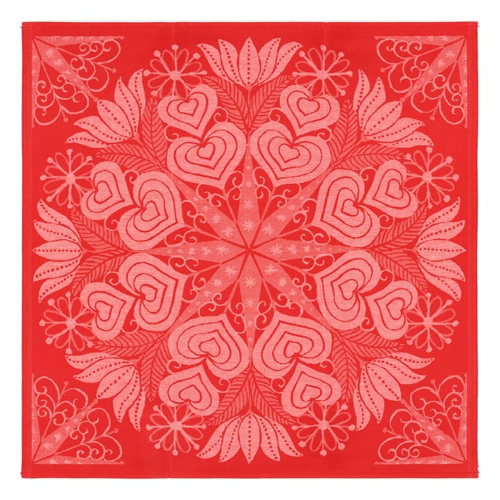 Hjärtbo tablecloth 80x80 cm - red - Ekelund Linneväveri