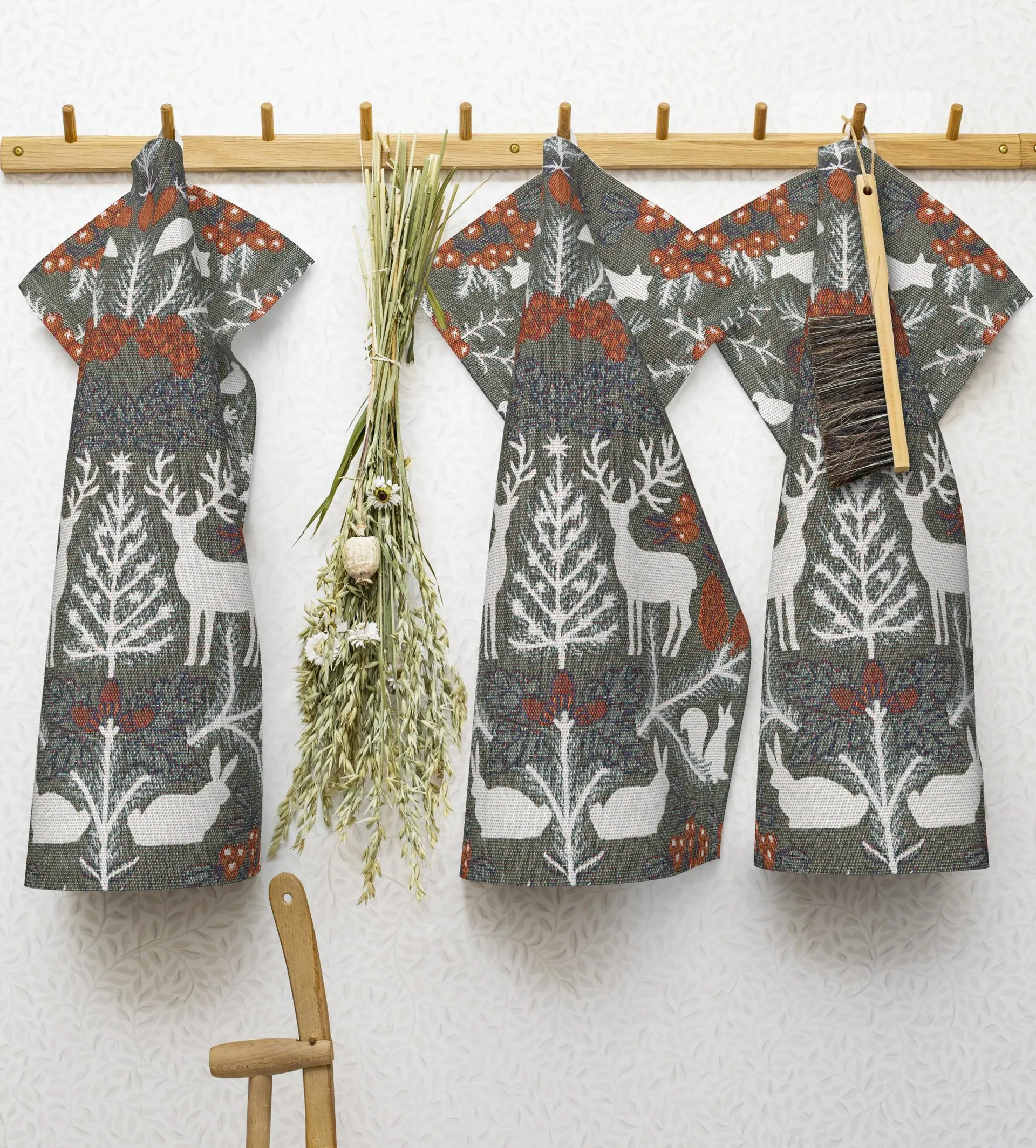 Hjortnäs kitchen towel 35x50 cm, Grey Ekelund Linneväveri