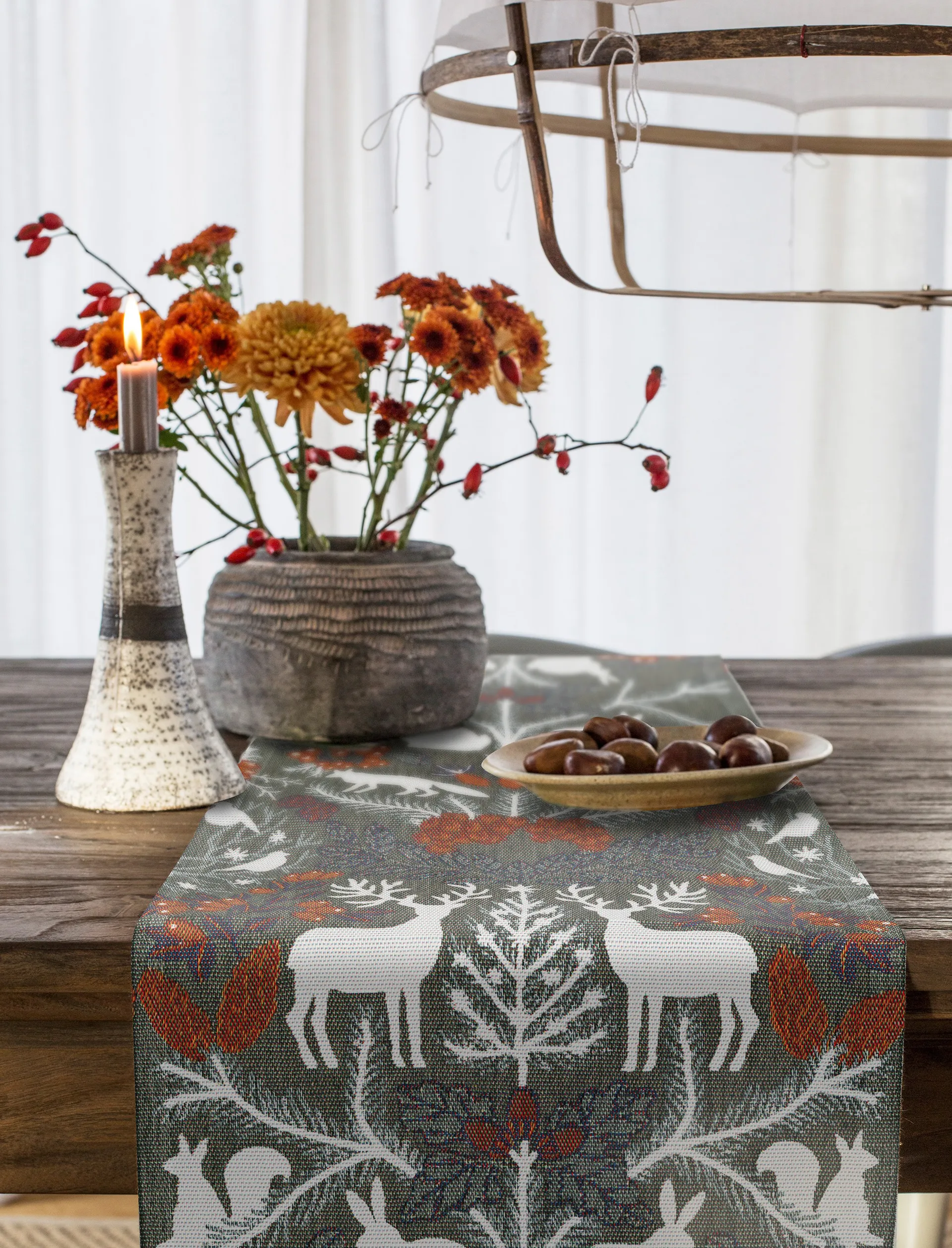 Hjortnäs table runner 35x120 cm, Grey Ekelund Linneväveri