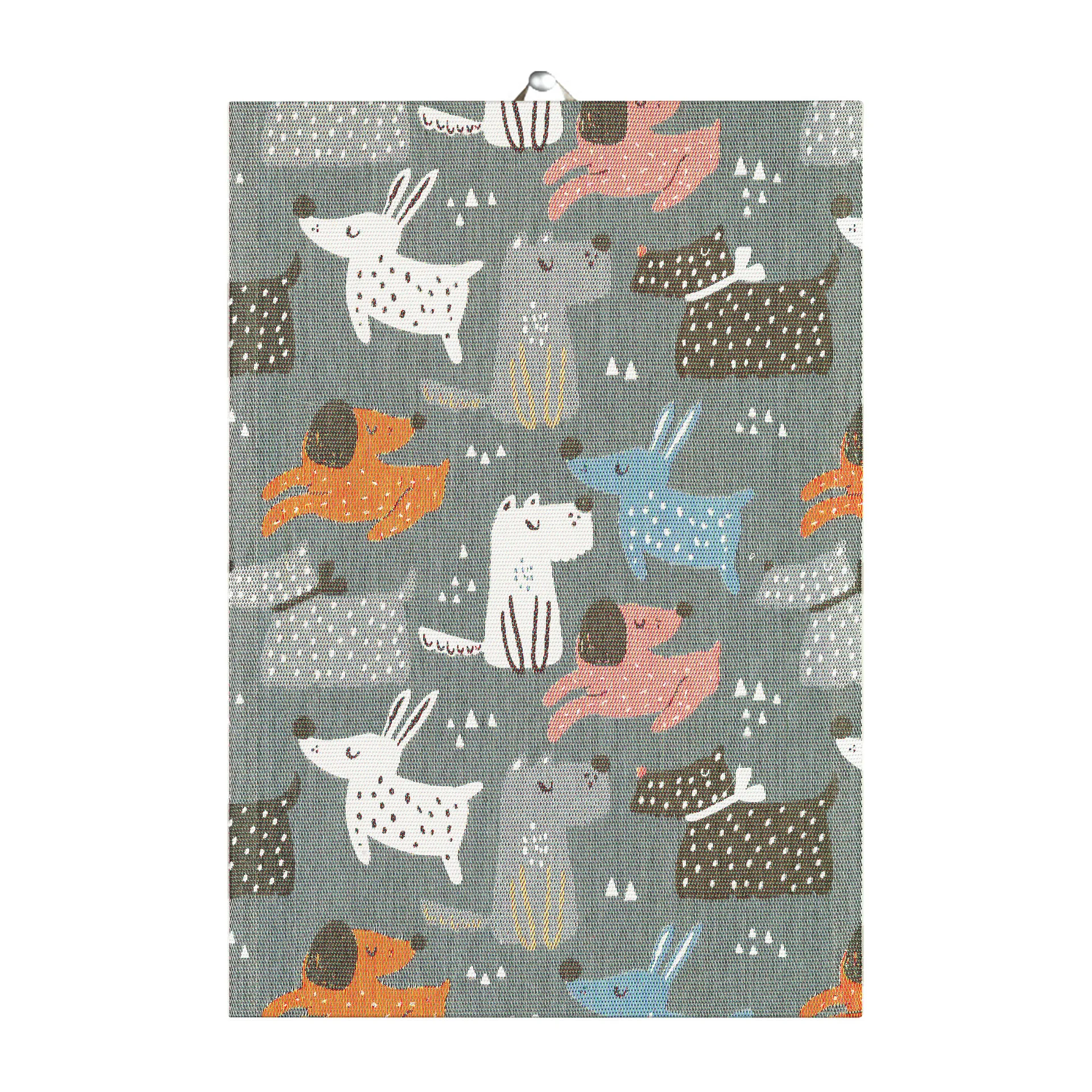 Hundar kitchen towel 35x50 cm, grey Ekelund Linneväveri