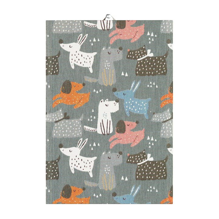 Hundar kitchen towel 35x50 cm, grey Ekelund Linneväveri