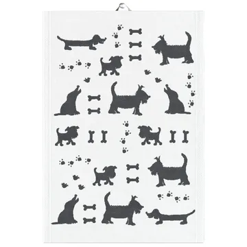 Hundliv kitchen towel 48x70 cm - Grey - Ekelund Linneväveri