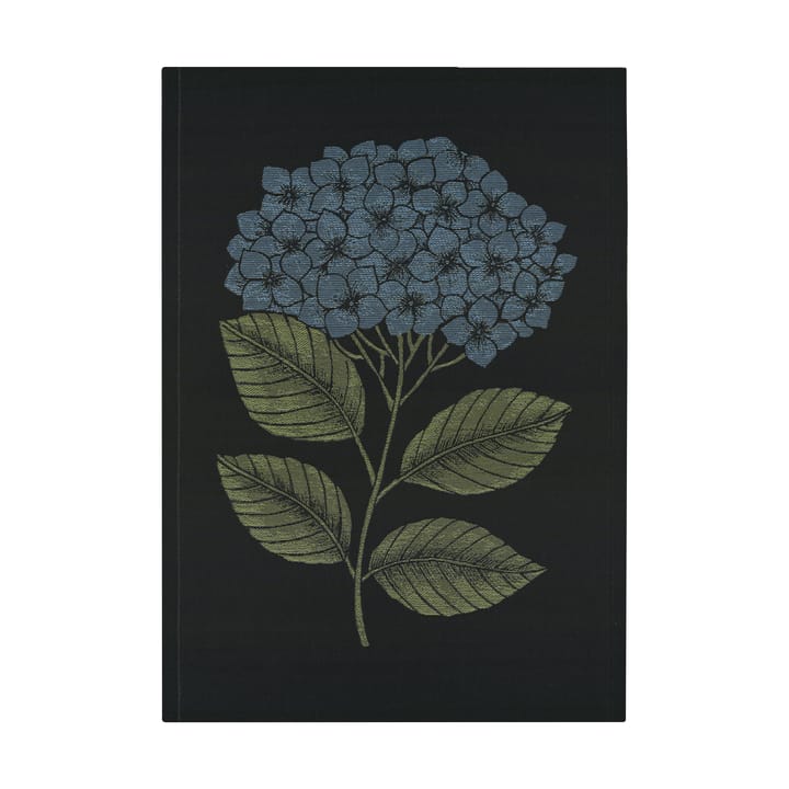 Hydrangea kitchen towel 48x70 cm - Black-blue - Ekelund Linneväveri