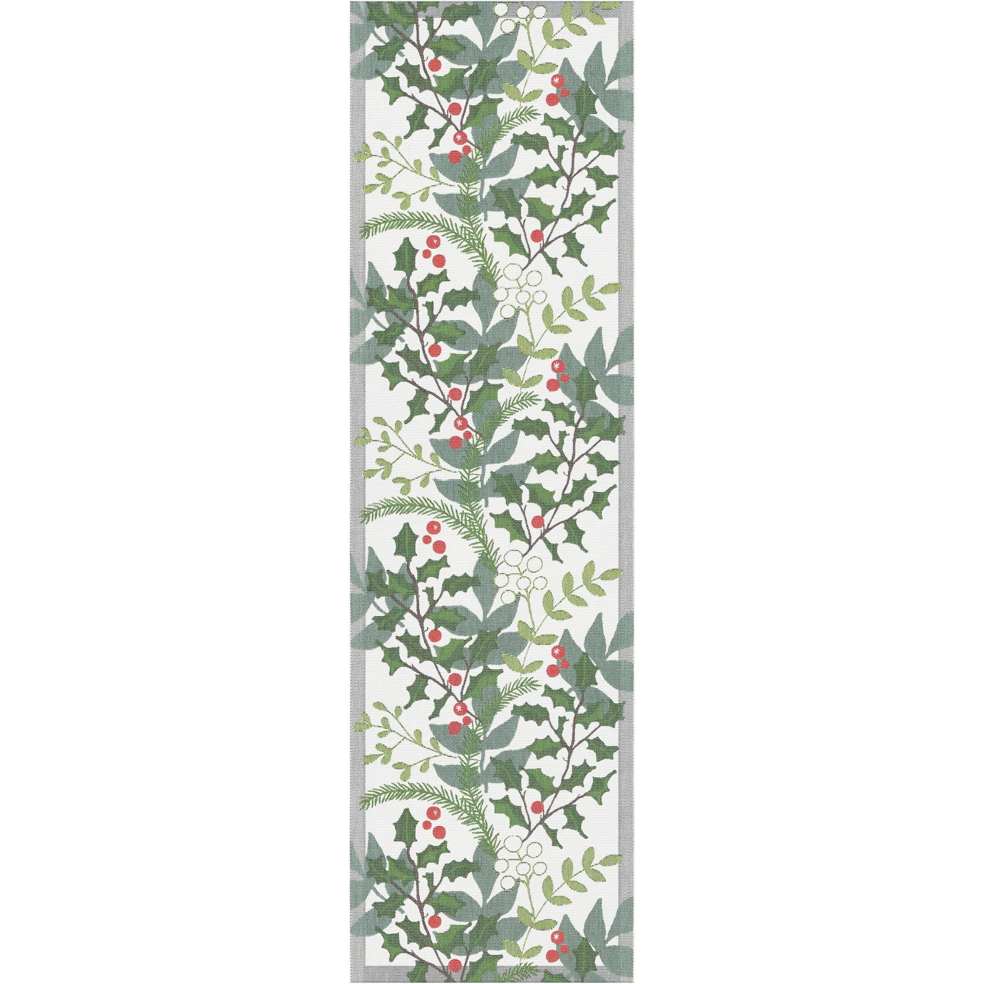 Julia table runner 35x80 cm, white-green Ekelund Linneväveri