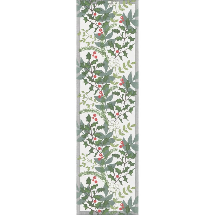 Julia table runner 35x80 cm - white-green - Ekelund Linneväveri