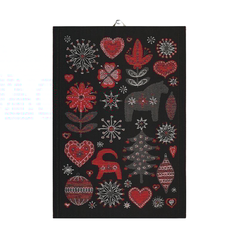 Ekelund Linneväveri Julnatt kitchen towel 35x50 cm Black