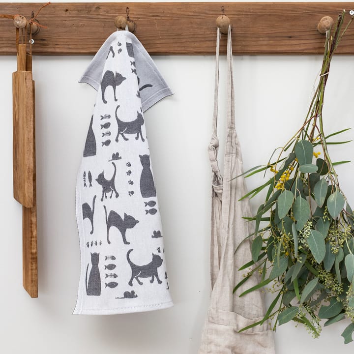 Kattliv kitchen towel 48x70 cm, Grey Ekelund Linneväveri