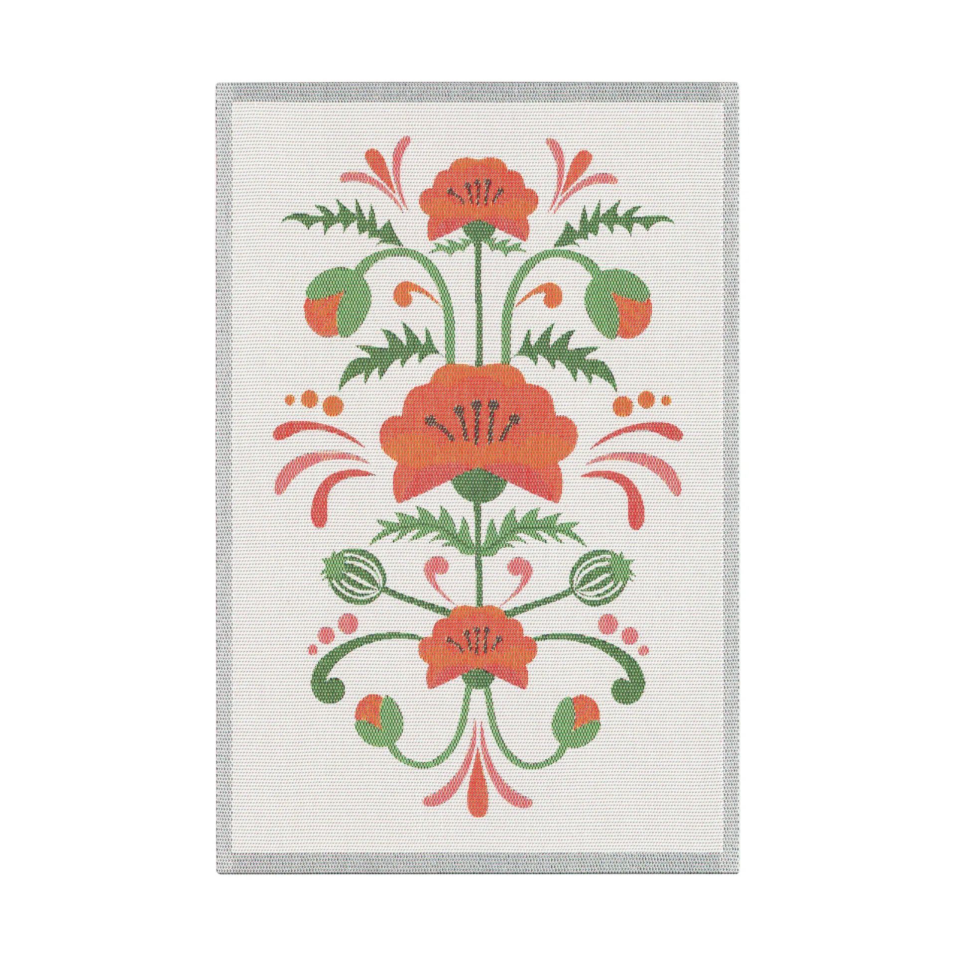 Lindas vallmo kitchen towel 40x60 cm, Orange-grey Ekelund Linneväveri
