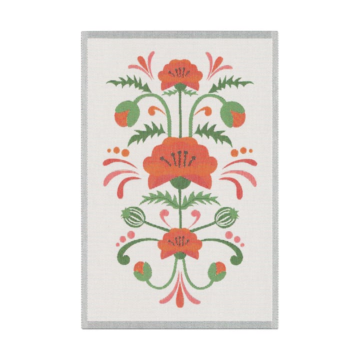 Lindas vallmo kitchen towel 40x60 cm - Orange-grey - Ekelund Linneväveri