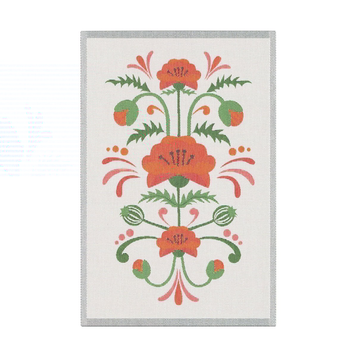 Ekelund Linneväveri Lindas vallmo kitchen towel 40x60 cm Orange-grey