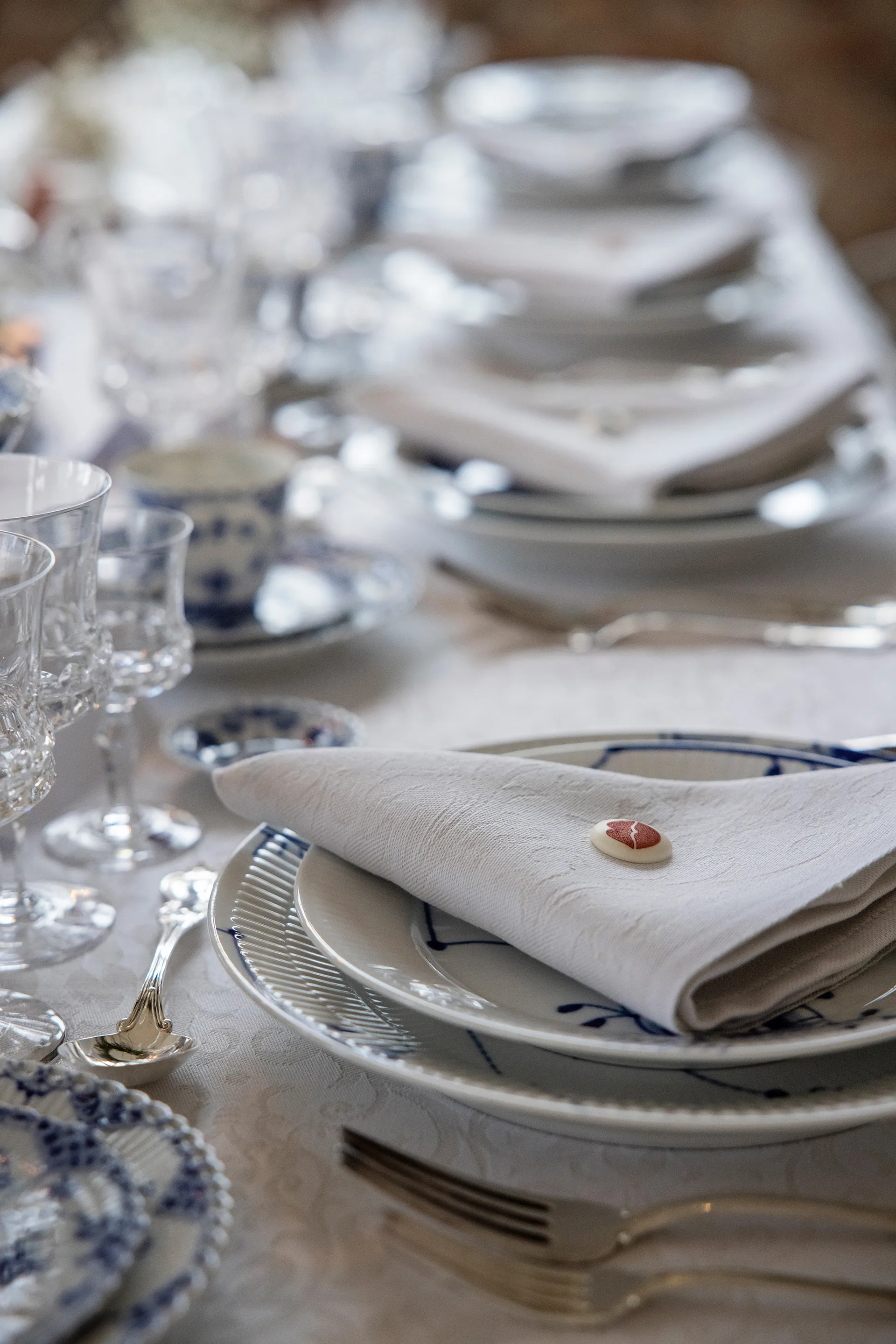 Medaljong napkin 35x35 cm, White Ekelund Linneväveri