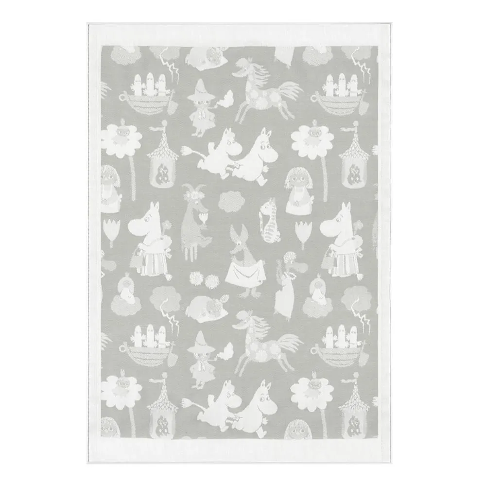 Moomin Valley kids blanket, grey Ekelund Linneväveri