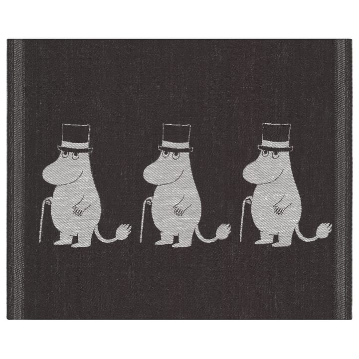 Moominpappa dish towel 28x35 cm - black - Ekelund Linneväveri