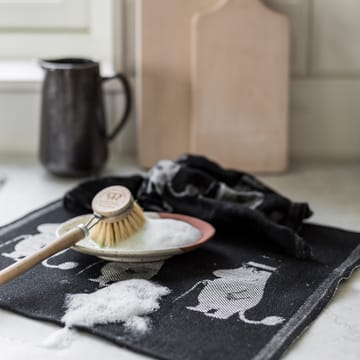 Moominpappa dish towel 28x35 cm - black - Ekelund Linneväveri