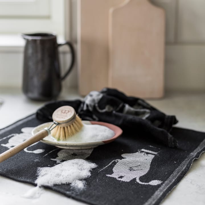 Moominpappa dish towel 28x35 cm - black - Ekelund Linneväveri