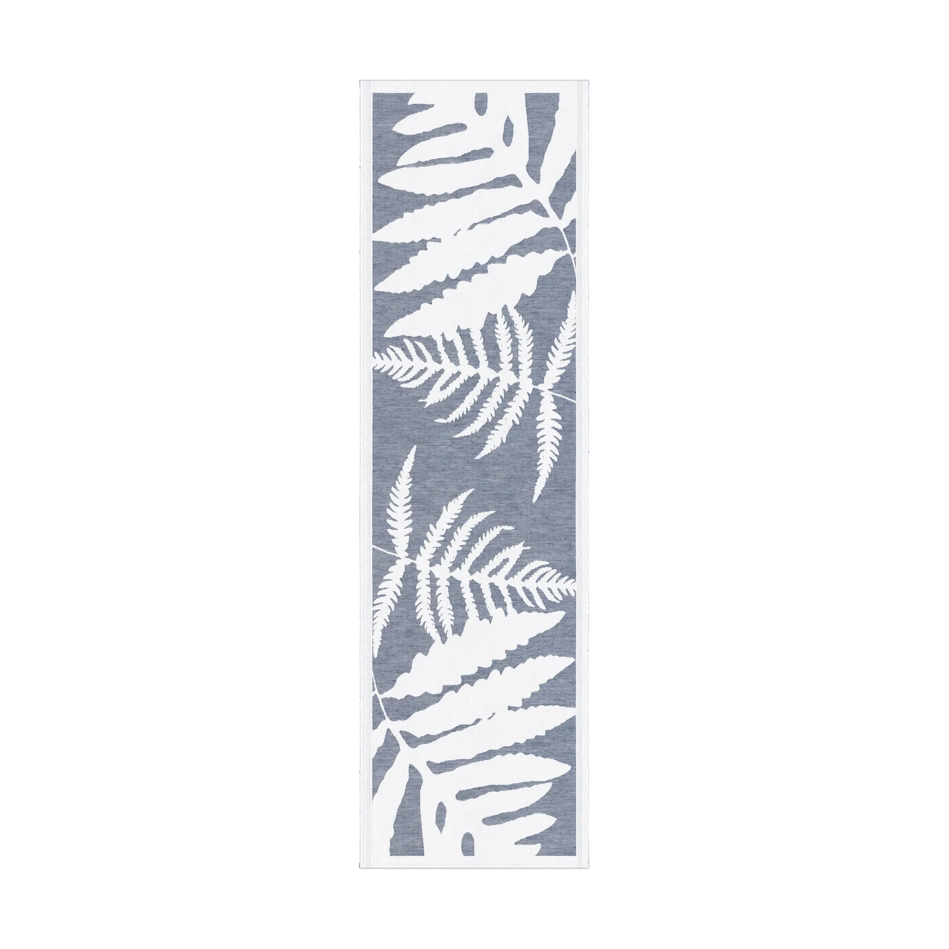 Ormbunkar table runner 35x120 cm, Blue-white Ekelund Linneväveri