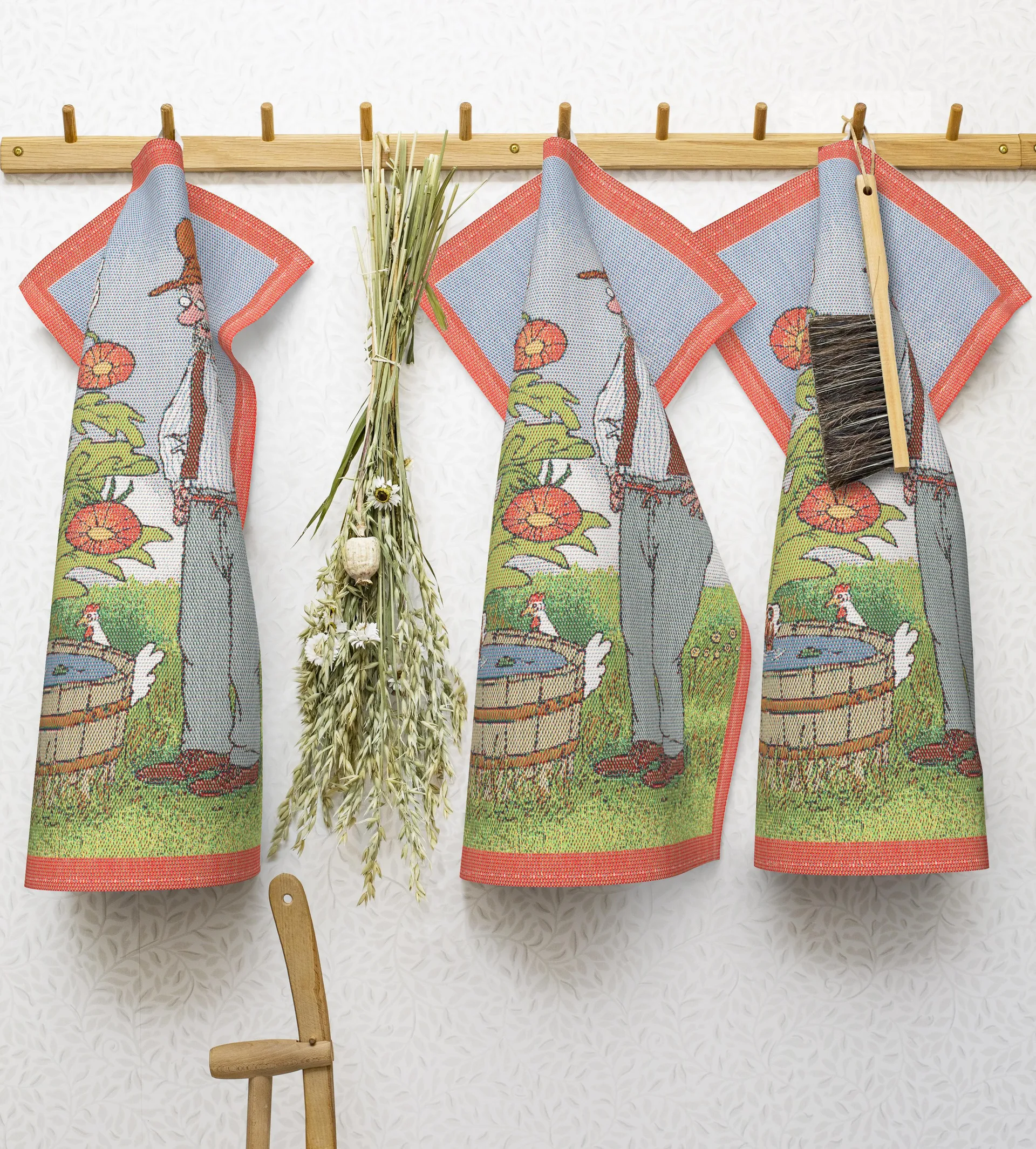 Pettson & Findus kitchen towel, Findus bathes Ekelund Linneväveri