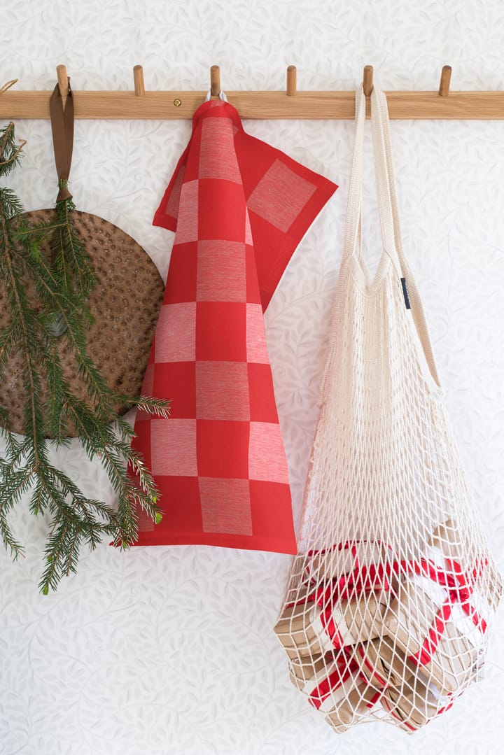 Schack kitchen towel red, 50x70 cm Ekelund Linneväveri