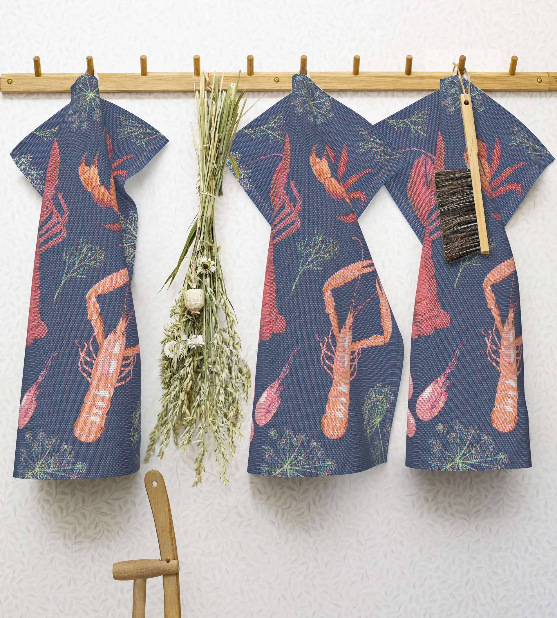 Shellfish party kitchen towel, 40x60 cm Ekelund Linneväveri