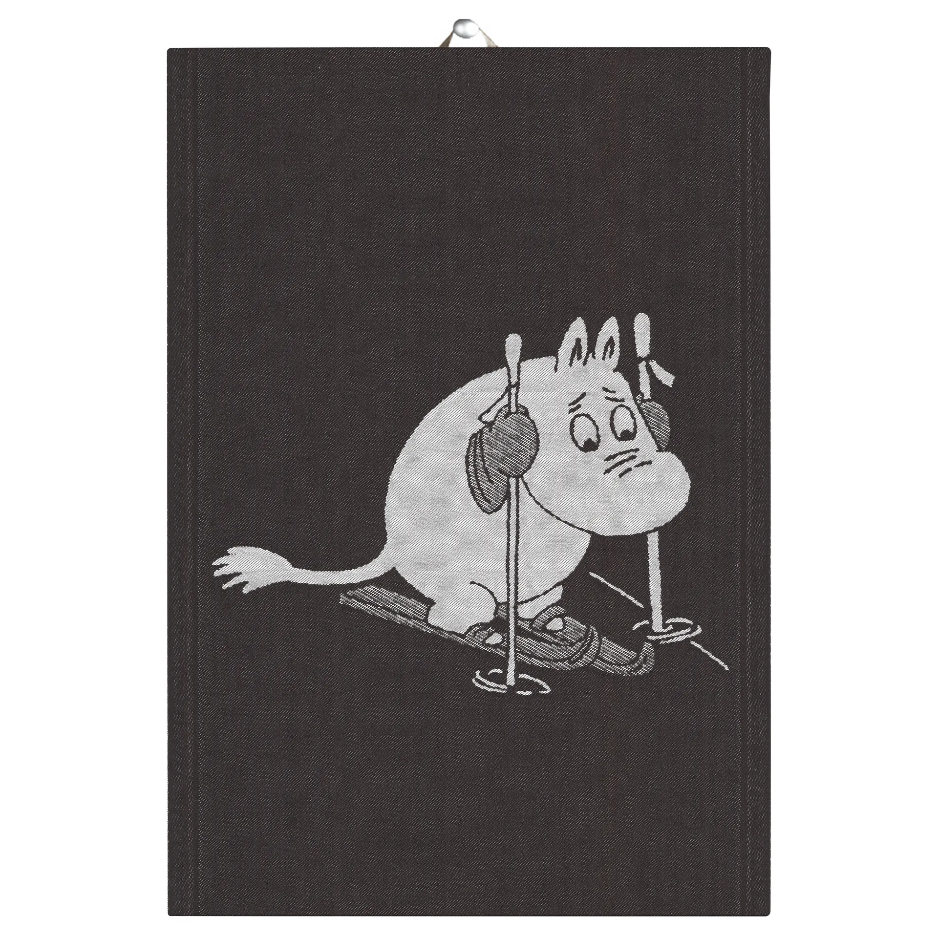 Skiing kitchen towel 35x50 cm, black Ekelund Linneväveri