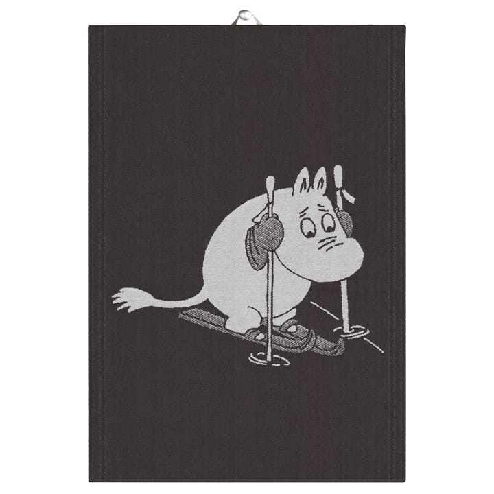 Skiing kitchen towel 35x50 cm - black - Ekelund Linneväveri