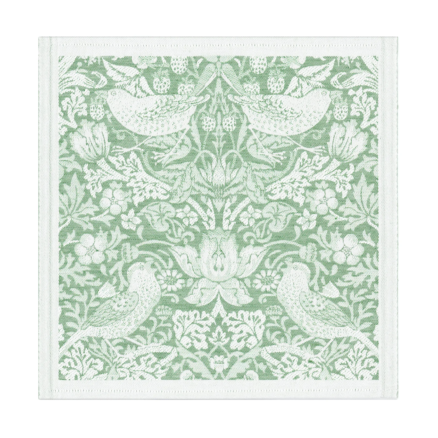 Strawberry Thief fabric napkin 35x35 cm, Green Ekelund Linneväveri