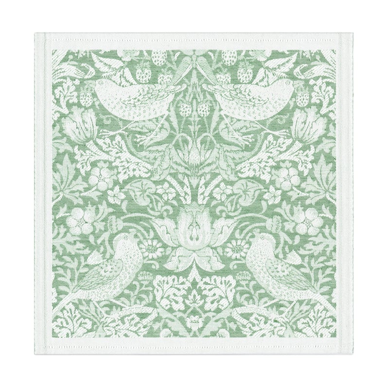 Ekelund Linneväveri Strawberry Thief fabric napkin 35x35 cm Green
