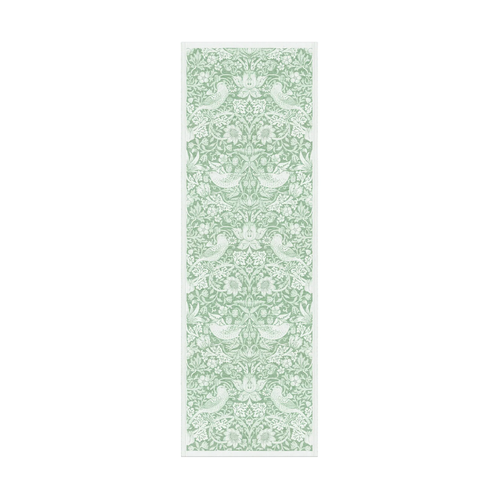 Strawberry Thief table runner 50x150 cm, Green Ekelund Linneväveri