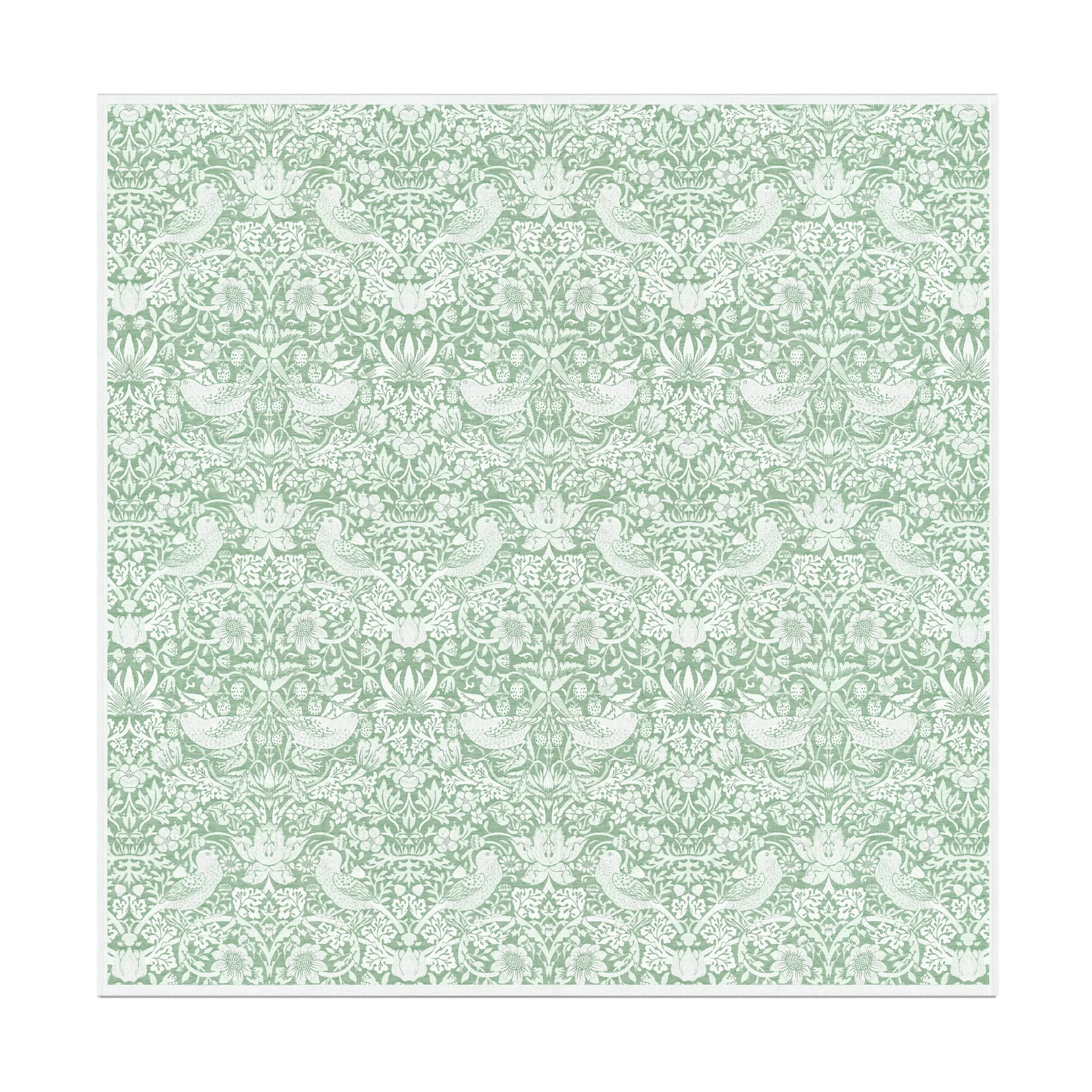 Strawberry Thief tablecloth 150x150 cm, Green Ekelund Linneväveri