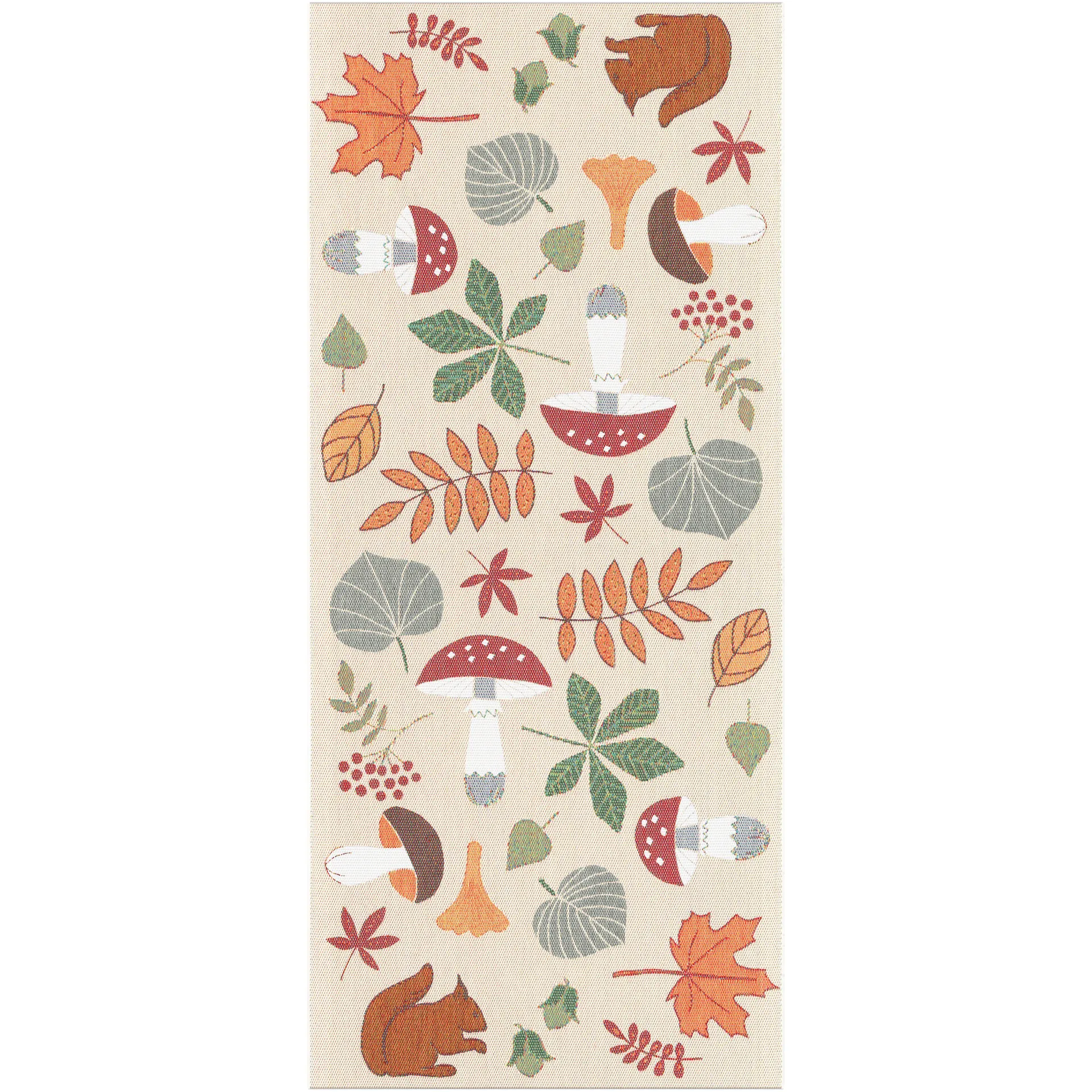 Svamplöv table runner 35x80 cm, multi Ekelund Linneväveri