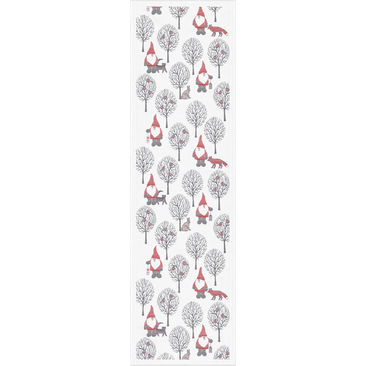 Ekelund Linneväveri Tomteliv table runner 35x120 cm grey-red